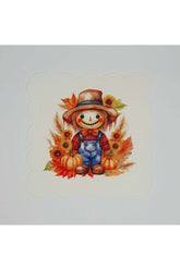 Sulu Boya Çiftçi Desenli Dijital Baskılı Lazer Kesimli Kokteyl Peçetesi